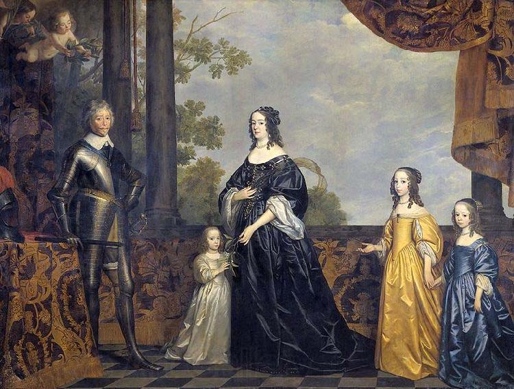 Gerard van Honthorst Frederick Henry, Prince of Orange, with His Wife Amalia van Solms and Their Three Youngest Daughters Norge oil painting art